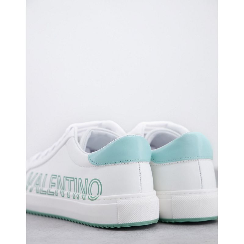 7FjZA Designer Valentino Shoes - Sneakers in pelle con logo bianco e turchese