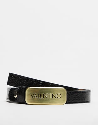 Valentino - Slay - Schmaler Gürtel in Schwarz mit Logo