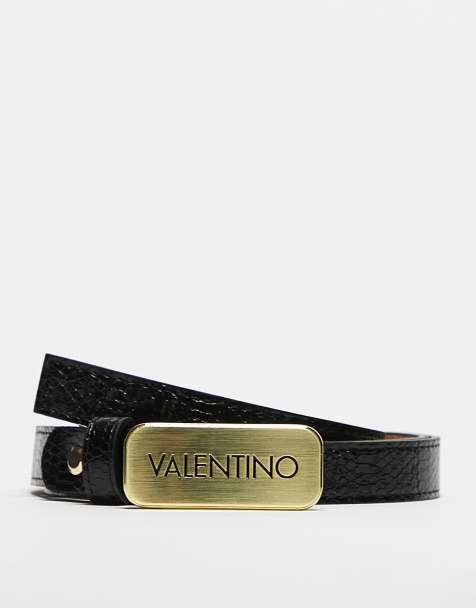 Valentino – Slay – Svart, smalt skärp med logga - view 1