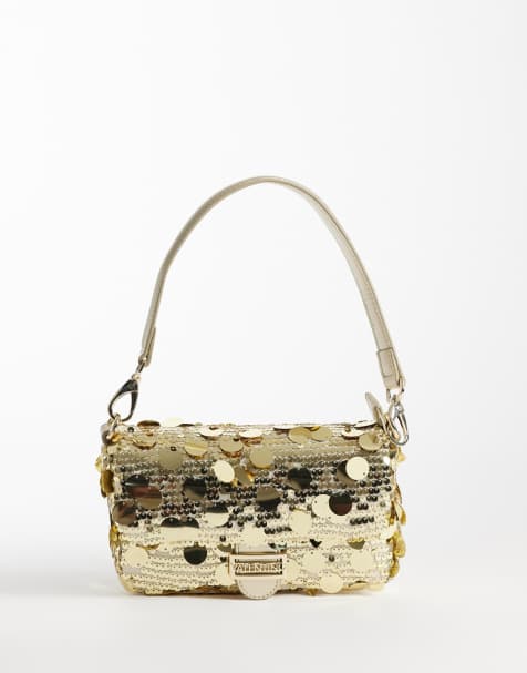 Valentino sleet disc schoudertas met pailletten in goud - view 1