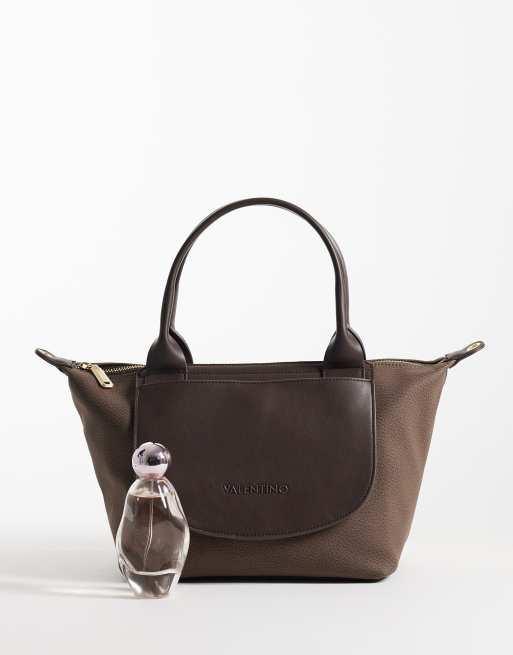Valentino snowfall nylon tote bag in chocolate brown, 2 of 4