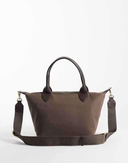 Valentino snowfall nylon tote bag in chocolate brown, 4 of 4