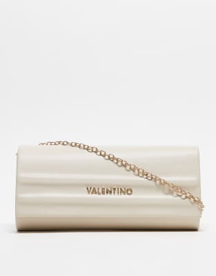 Valentino Bags Valentino sofie minimal clutch bag with detachable chain strap in cream-White