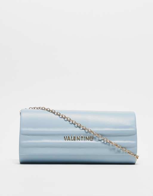 Valentino - Sofie - Pochette minimal blu con tracolla in catenina rimovibile