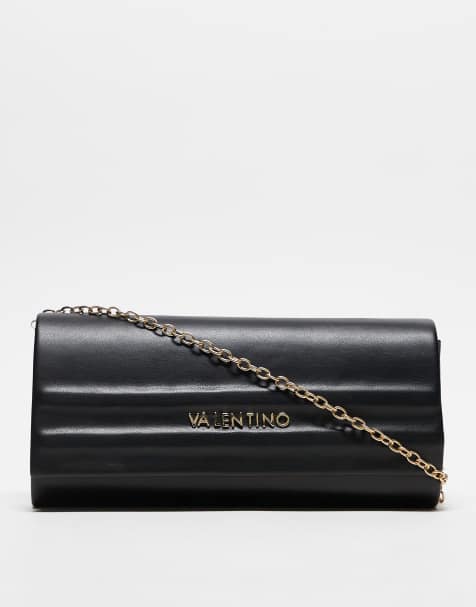 Valentino - Sofie - Pochette minimal nera con tracolla in catenina rimovibile - view 1