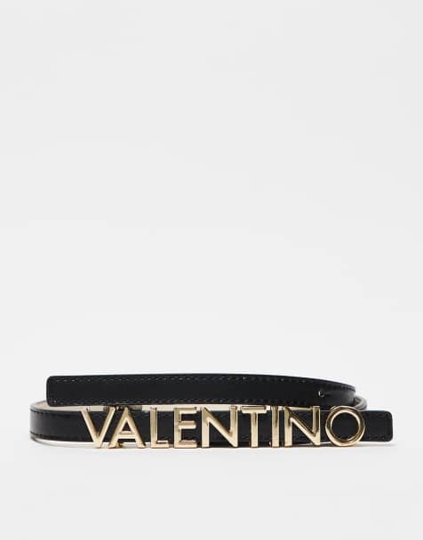 Valentino - Sort og smalt bælte med branding - view 1