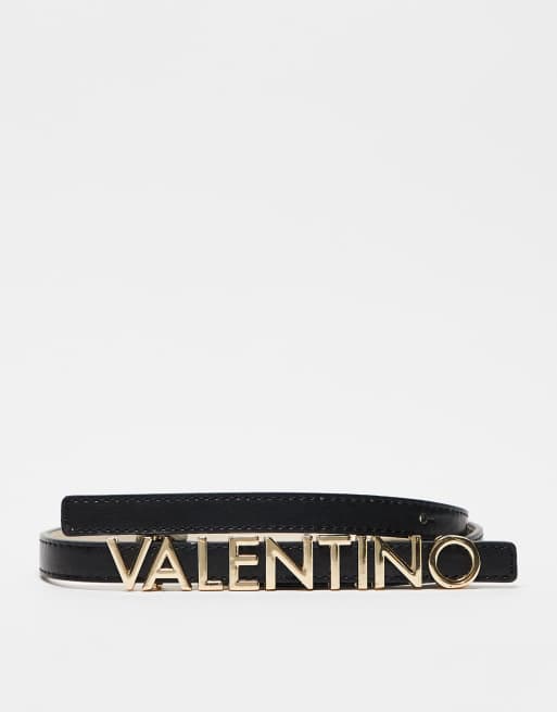 Valentino - Sort og smalt bælte med branding