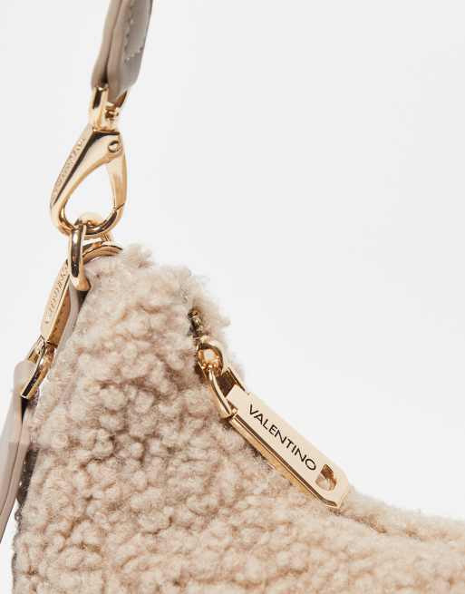 Valentino - Special Camy - Schoudertas van borg met afneembare geweven band in taupe, 2 van 3