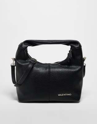 Valentino - Stem - Weiche Schultertasche in Schwarz mit abnehmbarem Umhängeriemen