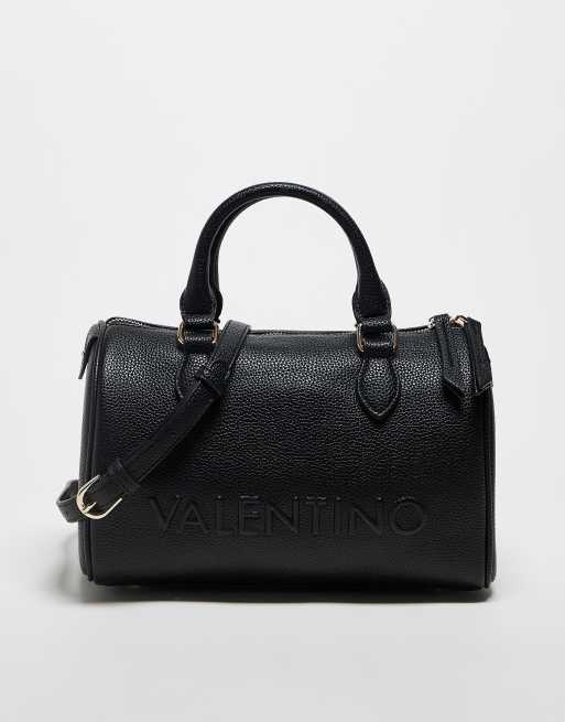 Valentino – Svart bowlingväska med avtagbar axelrem och upphöjd logga