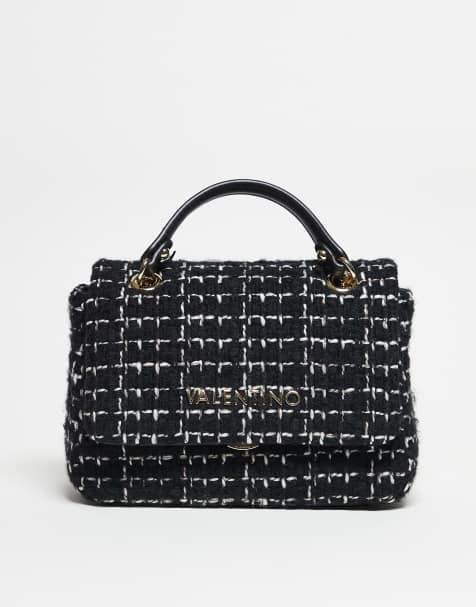 Valentino tweed crossbody bag with chain strap in black  - view 1