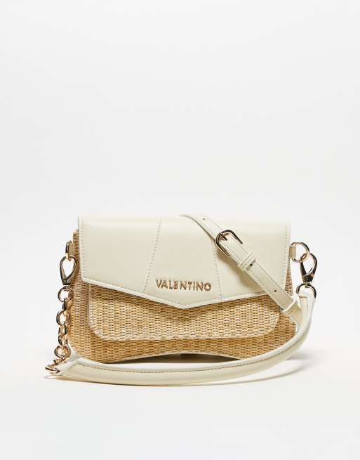Valentino - Unika - Borsa da spalla color crema in misto paglia 