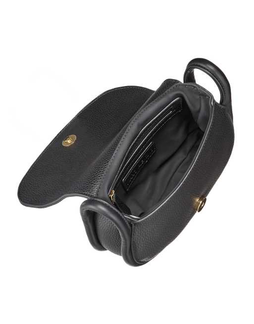 Valentino Vinile Borsa da spalla piccola nera con patta e