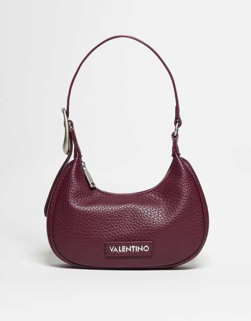 Valentino - Willowy RE - Bordeauxrød og tekstureret skuldertaske med crossbody-strop og spændedetaljer