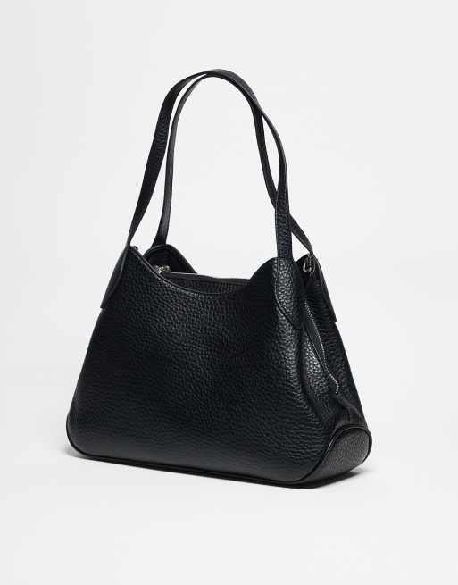 Valentino Willowy Re textured slouch shoulder bag with buckle detail in black  - BLACK, 3 of 3