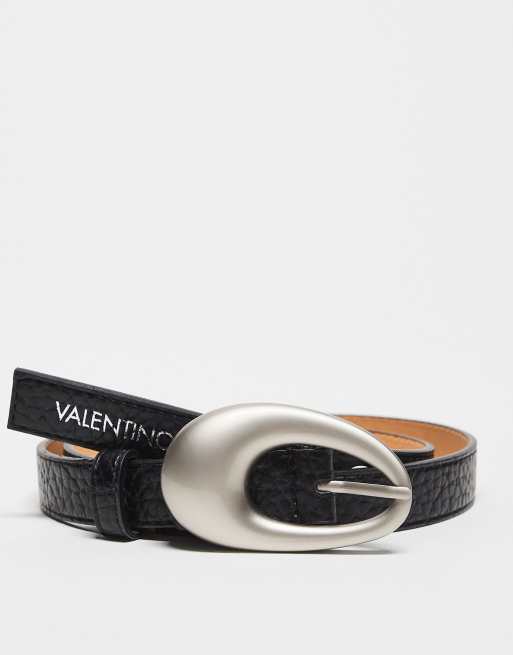 Valentino - Willowy - Sort bælte med spænde i smeltet design 