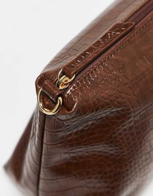 Valentino Wool shopper croc tote with internal bag in brown, 2 of 4