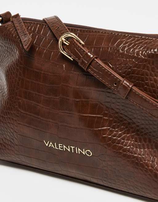 Valentino Wool shopper croc tote with internal bag in brown, 3 of 4