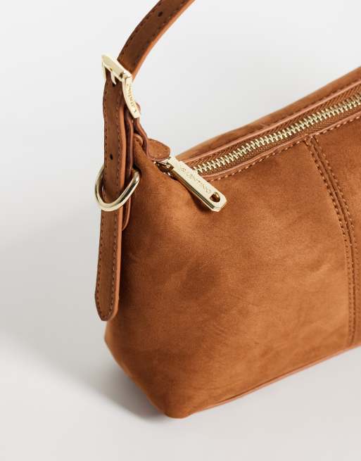 Valentino yuki asymmetric shoulder bag in brown faux suede, 3 of 4