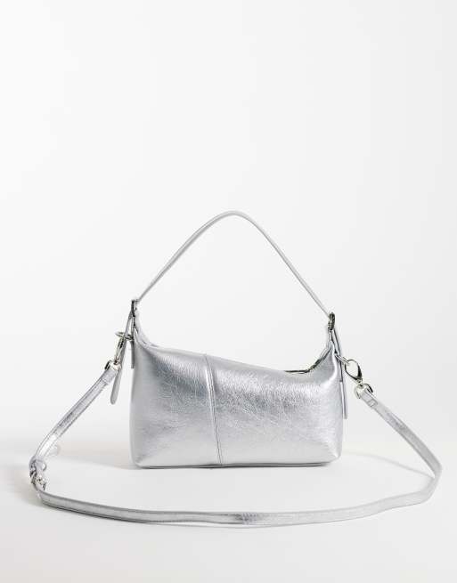 Valentino yuki asymmetric shoulder bag in silver metallic, 4 of 4
