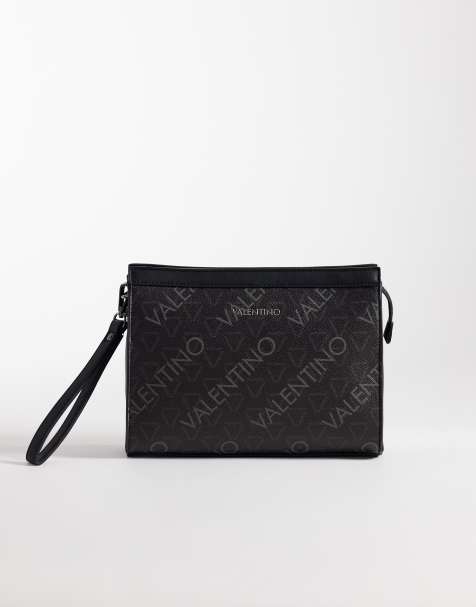 Valentino Zefir all over logo clutch / washbag in black and grey  - BLACK - view 1