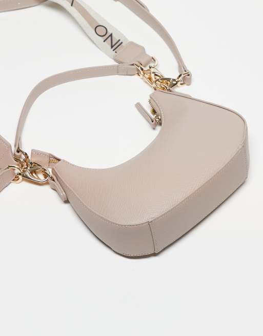 Valentino - Zero - Cremehvid skuldertaske med crossbody-rem i webbing-materiale , 3 af 3