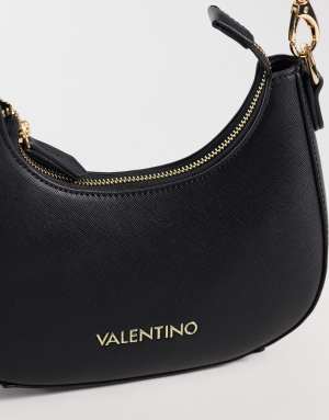 Valentino zero re crescent cross body bag with webbing strap in black