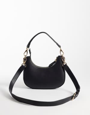 Valentino zero re crescent cross body bag with webbing strap in black