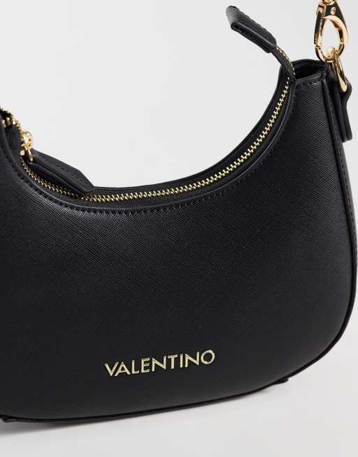Valentino zero re crescent crossbody-taske med webbingrem i sort, 3 af 4