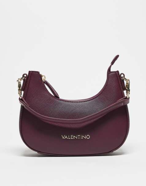 Valentino zero re shoulder bag with detachable webbing strap in burgundy  - view 1