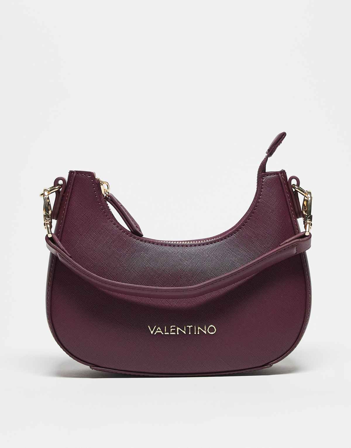 Valentino zero re shoulder bag with detachable webbing strap in burgundy