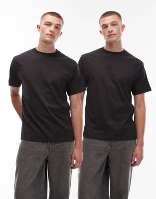 Vans - 2er-Pack T-Shirts in Schwarz in regulärer Passform