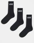 [Vans] Vans 3 pack classic crew socks in black 38-40 Black