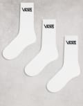 [Vans] Vans 3 pack classic crew socks in white 41-43 WHITE