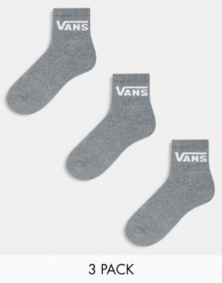 Vans 3 pack classic half crew socks in grey