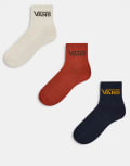 [Vans] Vans 3-pack classic half crew socks in neutral multi 38-40 MULTI