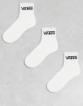 [Vans] Vans 3 pack classic half crew socks in white 44-46 WHITE