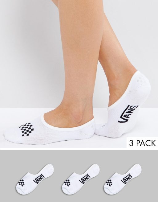 Vans 3 Pack White No Show Socks