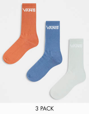 Vans - 3er-Pack klassische Crew-Socken in Blau, Orange und Hellgrün