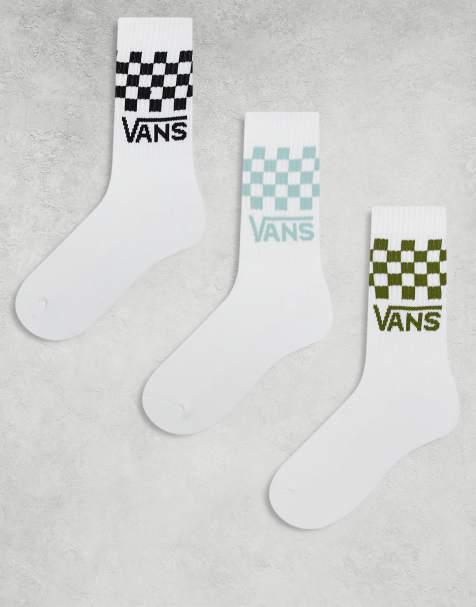 Vans – 3er-Pack klassische Crew-Socken in Weiß mit Muster in Grau, Schwarz und Blau - view 1