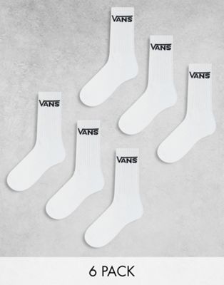 Vans 6 Pack Classic Crew Socks In White