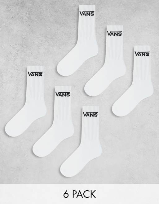 Vans 6 pack classic crew socks in white