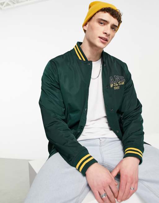 Vans 66 Champs Varsity back embroidered bomber jacket in green | ASOS