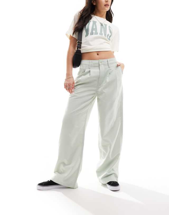 Vans - alder pleated wide leg trousers in pale green