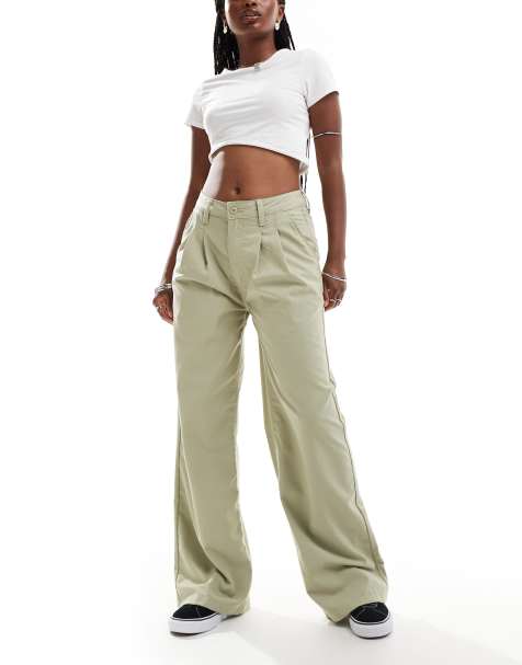 Vans alder relaxed pleated trousers in light tan - view 1