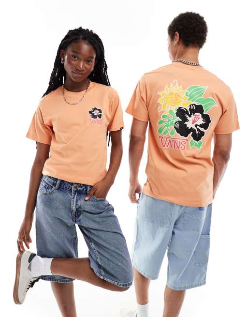 vans Month – All Day – T-Shirt in Dunkelorange mit Blumenprint hinten