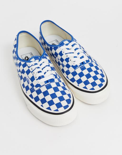 Blue vans best sale with checkered line