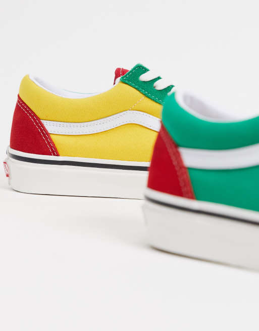 Vans Anaheim Old Skool 36 DX Baskets Rouge vert jaune