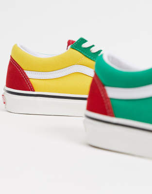 vans old skool red green yellow