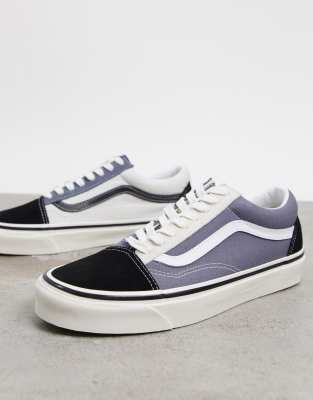 black white and grey vans